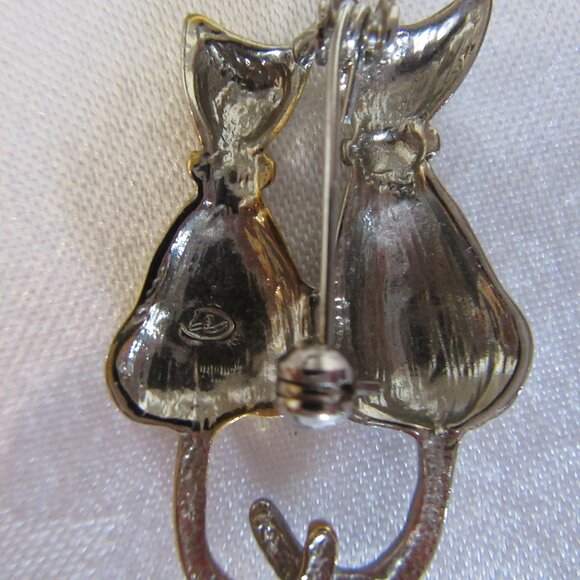 Two Cats Liz Claiborne Vintage Brooch Pin - Picture 6 of 10